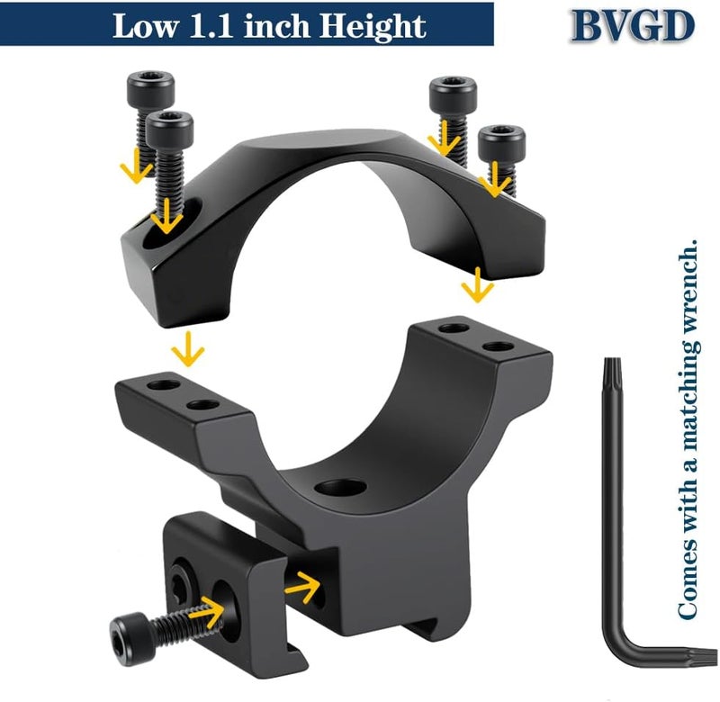 BVGD Store 30mm Dovetail Scope Rings, High Profile, Medium Profile and Low Profile 30mm Scope Mount Rings for 11mm Dovetail Rails - Image 4